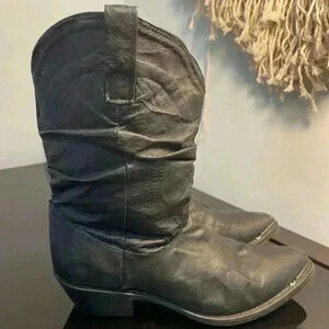 DINGO Womens Cowboy boots slouch Black with silver tip size 6.5